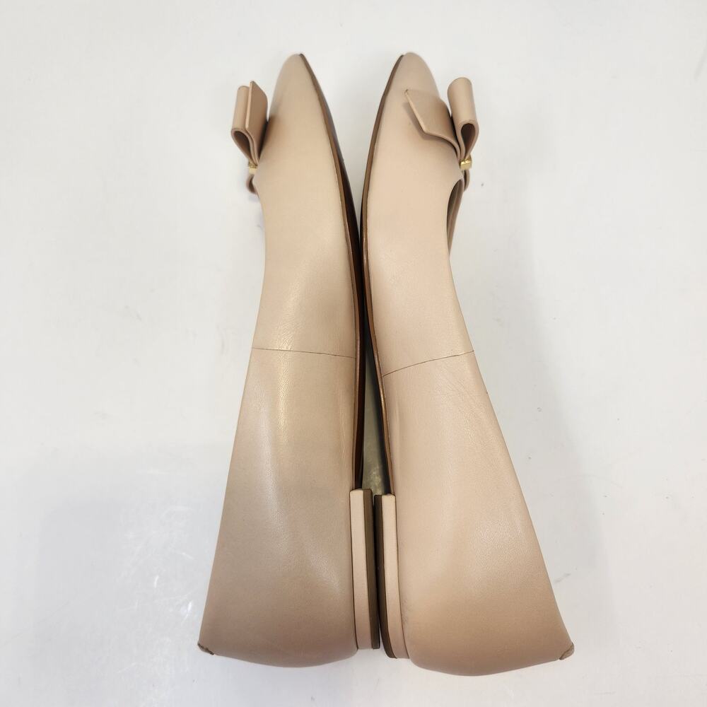 Cole Haan Tali Bow Skimmer Nude Leather Ballet Flats Size 7B Pointed Toe Shoes - Picture 8 of 9